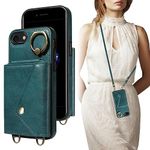 YIRRANZD Crossbody Wallet Case for iPhone SE 2020 / SE 2022/8 / 7 with Card Holder, Leather Case with Long Shoulder Strap, Purse Shockproof Flip Cover for iPhone SE 2020 / SE 2022/8 / 7 (Green)