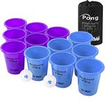 Rally and Roar Jumbo Tailgate Beer Pong Set - Includes 12 Durable 9" Tall Cups, 2 Balls, Carry Bag