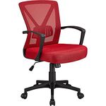 Yaheetech Red Ergonomic Office Chair Durable Executive Swivel Chair Adjustable Lumbar Support Mid Back Comuter Chair with Wheels and Arms for Home Work or Study