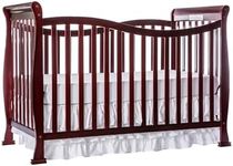 Dream On Me Violet 7-In-1 Convertible Life Style Crib In Cherry, Greenguard Gold Certified, 4 Mattress Height Settings, Made Of Sustainable New Zealand Pinewood