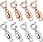 OHINGLT Strong Magnetic Necklace Clasps and Closures,Rose Gold and Silver Plated Jewelry Clasps Converters for Bracelet Necklaces Chain