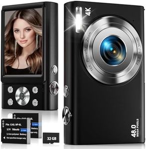 Digital Camera, Autofocus Compact Camera HD 2.7K 48MP with 2.8" Large Screen, 16X Digital Zoom, Portable Mini Camera for Photography, YouTube Vlogging Camera for Kids,Adult,Beginners (4K+Black)