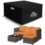 KEPLIN Waterproof Outdoor Furniture Cover - UV, Tear, Fade Resistant, 600D Oxford Fabric, PVC Coating, Air Vent, Attachment Straps & Storage Bag Included for Garden Table & Chairs (200x200x90cm)