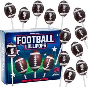NLS Candy Co. Football Lollipops Candy, Game Day Favors, Tailgate Snacks, Sports Party Supplies, Strawberry, Box of 20