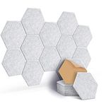 JAMELO 12 Pcs Self-Adhesive Acoustic Absorption Panels, High Density 12" X 10" X 0.4" Soundproof Acoustic Panel, Hexagon Sound Absorbing Panels for Recording Studio & Home & Offices (Grey)