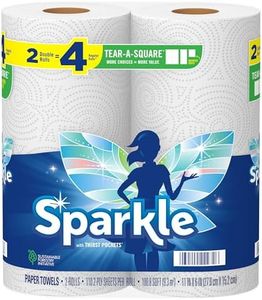 Sparkle Tear-A-Square Paper Towels, 2 Double Rolls = 4 Regular Rolls, Customizable Sheet Size Paper Towel