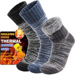 Welwoos Heated Thermal Socks for Women Winter Warm Ski Thick Boot Insulated Gift Socks Stocking Fillers for Women 3 Pairs (Grey & Blue & Black A,M)