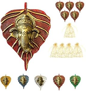 LOVENSPIRE Metal Leaf Ganesha Diwali Decor Wall Hanging for Home & Office Housewarming Return Gift Pooja Favor Ganesha Decorative Wall Hanging Showpiece Pack of 1/2/5/25 Pcs