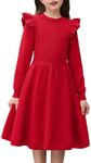 Arshiner Holiday Dresses for Girls Christmas Sweater Winter Knit Pullover Midi Formal Outfits Red Size 10-12