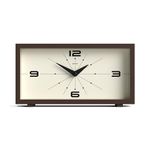 JONES CLOCKS® 'Odeon' desk clock - modern rectangular design in brown, stylish retro look for shelf, table, mantel or bedside