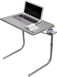 Table Mate II TV Tray - Folding Dinner Table, Couch Trays for Eating Snack Food, Stowaway Laptop Stand, Portable Bed Adjustable with 3 Angles, Cup Holder, Silver