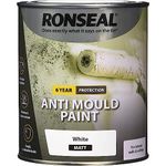 AMK® Ronseal 6 Year Anti Mould White Matt Paint for Walls and Ceilings 750ml