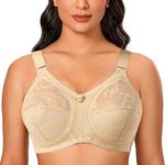 Ayigedu Ladies Plus Size Bra Minimiser Full Coverage Firm Hold Non Padded No Wired 36F Beige