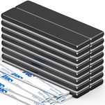 FINDMAG Neodymium Bar Magnets, 16 Pack Black Super Strong Magnets Bar, Heavy Duty Bar Magnet with Adhesive Backing, Rare Earth Magnets Strips for Fridge, DIY, Craft, Science, Classroom - 60x10x3mm