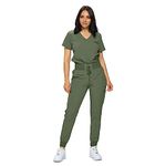 MONARCH UNIFORMS Stretchy Scrubs Women's Jogger Scrub Set In Regular and Petite Jogger Scrubs with Tuck-In Top for Women, Olive Green, Small