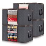 Lifewit 4 Pack Clothes Storage Bags, Foldable Storage Box Moving Bags Wardrobe Storage Organiser Packing Boxes for Moving House with Clear Window for Clothing Bedding Blankets, Grey