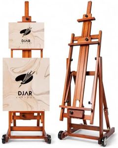 DJAR Large H-Frame Painting Easel for Adults, Solid Beech Wood, Walnut