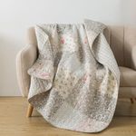 SLPR Walk in The Cotswolds Cotton Patchwork Quilted Throw - 127 x 152 cm | Summer Lap Quilt for Couch and Bed