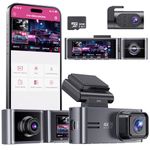 OMBAR 4K 3 Channel Dash Cam 5G WiFi GPS,Dash Cam Front and Rear Inside 2K+1080P+1080P,Dash Camera with Free 64GB Card，3.18" Screen,4K+1080P Dual Dash Camera IR Night Vision,WDR,G-Sensor,Parking Mode