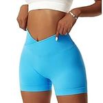 Bovldemt Women's Shorts Workout Shorts for Women Scrunch Bums Shorts Gym Crossover Cycling Shorts Women Yoga Shorts Womens(M, VBlue)