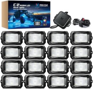 MICTUNING C2 Curved RGBW LED Rock Lights - 16 Pods Underglow Multicolor Neon Light with Wiring Switch Kit, Bluetooth Controller with APP Control