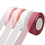 4 Rolls Sheer Organza Ribbon, 25mm x 45m Each Roll Gift Ribbon Chiffon Ribbon roll for DIY Crafts，Gift Wrapping，Bouquet ，Bows, Wedding Party Decorations (4 Colour)