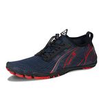 Barefoot Shoes Mens Women Water Shoes Trail Running Beach Water Trainers for Gym Swim Snorkeling Surfing(Red Blue, 9UK)