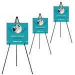 JIUYE Folding Easel, 63" Tall Instant Display Easel, Black Steel Metal Telescoping Art Easel Floor Poster Easel (3 Pack)