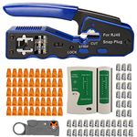 TAIWAIN RJ45 Crimp Tool kit, Network Crimper Crimping Tool CAT5 CAT6 LAN Cable Tester, Ethernet Wire Stripping Repair Kit&RJ45 Crimp Punch Down Tool, 50PCS Connectors 50PCS Covers(Orange)