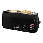 Quest 4 Slice Toaster Black - Extra Wide Long Slots for Crumpets and Bagels - 6 Settings - Reheat and Defrost