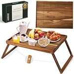 PANDAWOOD Wooden Bed Tray Table wit