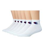 Champion Men’s Socks, Ankle Socks, Cushioned Athletic Socks, 6 and 12 Pairs Pack, White (6 Pack), 6-12