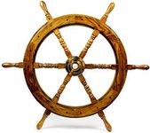 Natural Wood Premium Pirate's Boat Ship Wheel | Nagina International (18 Inches)