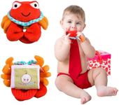 Wristy Buddy Teething Ring for Babies 0-6 8 10 12 Months | Cute Soft Crab Teething Toys & Gloves | Baby Teething Relief Toy Pack | Infant Chew Toys for 3-6 Months, 1 2 3 Years