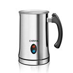 Milk Frother,CHINYA Electric Milk Frother with Hot or Cold Functionality, Foam Maker, Silver Stainless Steel, Automatic Milk Frother and Warmer for Coffee, Cappuccino and Macchiato (Silver)