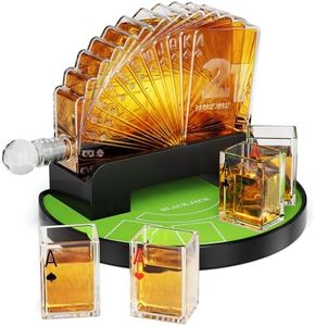 Kollea Blackjack Whiskey Decanter Set, 37.2 Oz Whiskey Decanter with 4 Glasses, Casino Style Decanter for Liquor, Funny Birthday Gifts for Men Dad, Him, Brother, Poker Blackjack Game Night Essentials