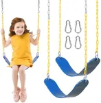 DECORLIFE 2-Pack Swing Seats for Swing Set, Support 330lb, Swings Replacement Kits with Coated Chains for Kids Adults, Swing Set Accessories with Snap Hooks for Outdoor Backyard Playground, Blue