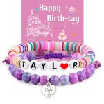 ZZLTAWS Taylor Birthday Gifts Bracelets, Taylor Merch, Bracelet and Birthday Card are the Best Birthday Gifts for Girls, Women, wife, Daughter, Granddaughter, Bestie, Sister, Adjustable size, Stone,