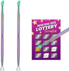 Colorful Double-End Metal Lottery Scratcher, Lotto Scratcher Label Scraper for Lottery Ticket, Scratch Off The Hard to Remove Pin Numbers on Present Cards and As a Secret Present, 2 PCS