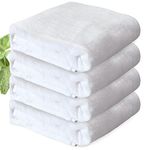 HEELIUM Bamboo Bath Towel | Lightweight & Quick Drying | Ultra Absorbent Towel | 140 x 70 cm - 400 GSM | Pack of 4 - White