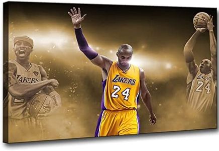 Kobe Bryant Canvas Wall Art Posters Framed Painting Print Wall Decor Mamba Mentality Artwork Home Decor for Living Room Bedroom Gaming Room Man Kid Cave Ready to Hang (12”x18’’(30x45cm),Frame,k-1)