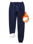 Women's Fleece Lined Joggers Solid Soft Warm Pants Athletic Trousers Drawstring Sweatpants with Pockets (A Deepblue, M)