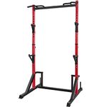 CANPA Multifunction Power Rack with Pull up Bar, Heavy Capacity and Adjustable Squat Stand Rack for Home Gym Equipment, Power Rack Cage(Red)