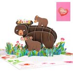 D24TIME Mothers Day Pop Up Cards for Mom 6" X 8" Baby Bear Flower 3D Pop Up Happy Mother's Day Gift Card for Mom Wife Grandma from Husband Daughter Son Mother Day Birthday Greeting Cards with Envelope