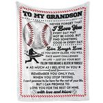 InnoBeta Baseball Gifts Blanket for Boys, to My Grandson Gifts from Grandma Grandpa Blankets, Throw for Teen Sports Fans Kids Adults - 65" x 50"