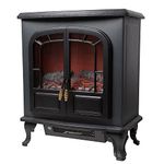 Warmlite WL46019 Wingham Log Effect Stove Fire with Realistic LED Flame Effect, Adjustable Thermostat, 2000W, Black