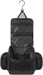 Hanging Travel Toiletry Bag | Makeup Wash Bag & Organizer with Strong Metal Swivel Hook and TSA Removable Clear Bag. Perfect for Men & Women, Jet Black (Jet Black) - VA-UK-AZ-A138153