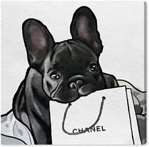 Oliver Gal 'French' The Dogs and Puppies Wall Art Decor Collection Modern Premium Canvas Art Print, Black/White, 12 in x 12 in
