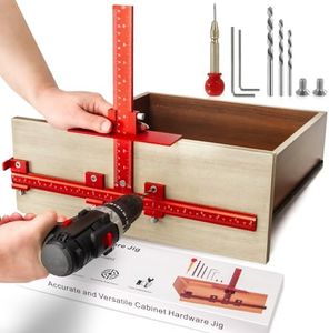 DOCXCDO Cabinet Handle Jig, All Aluminum Cabinet Hardware Jig Tool for Handles Pulls Knobs, Cabinet Pull jig with Automatic Center Punch, Cabinet Hardware Template for Door Drawer Handles Installation