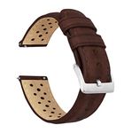 BARTON WATCH BANDS, 24mm Chocolate - Racing Horween Leather Watch Bands with Integrated Quick Release Spring Bars - Standard-Standard Length fits Wrists 5" to 8" - Choose Strap Color and Width